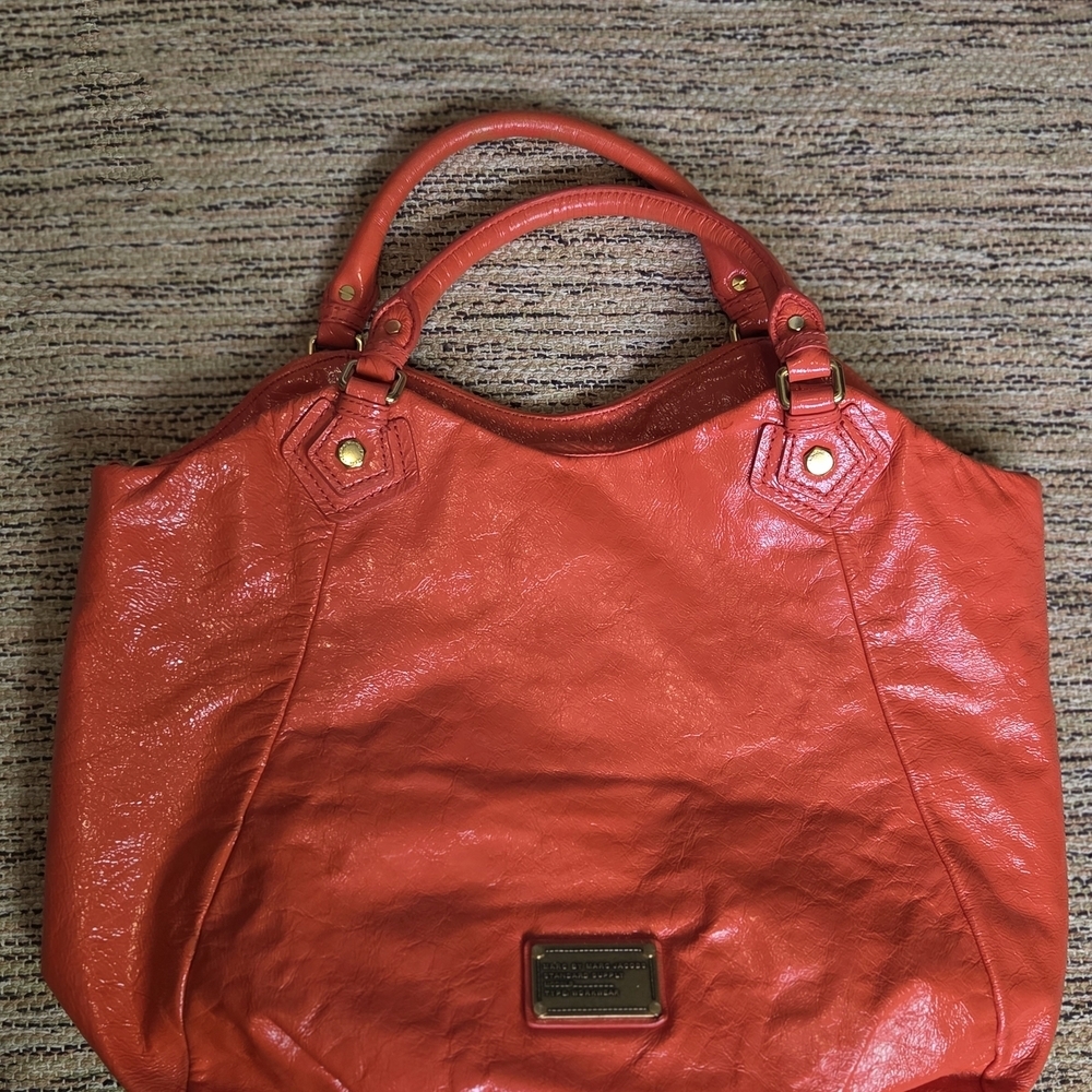 Marc by Marc Jacobs Orange Patent Leather Tote with Gold Hardware